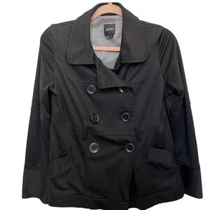 XOXO Women Vintage Y2K Black Double Breasted Pea Coat Jacket Size‎ L 5599HPNRS